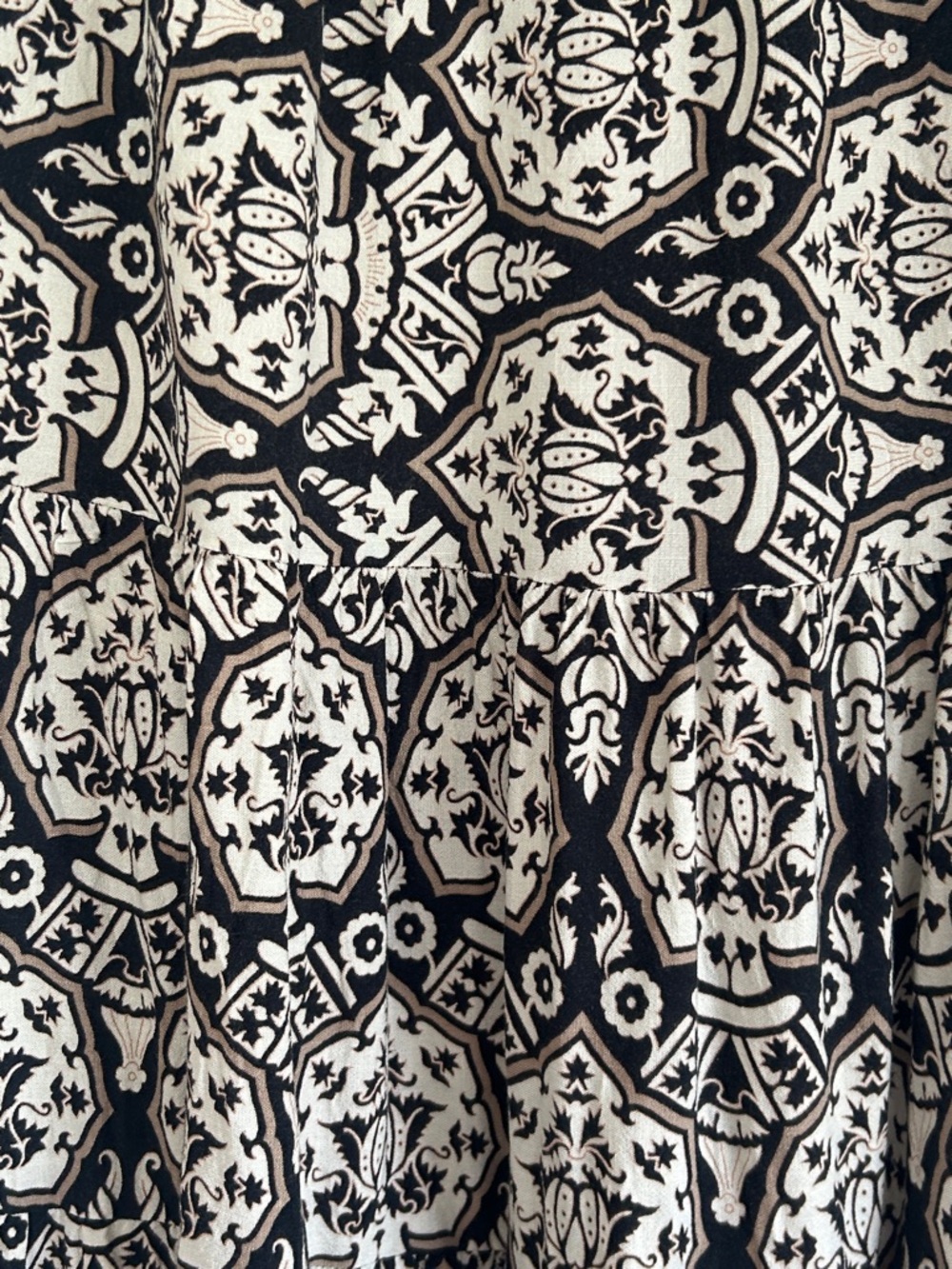 Max Studio Black and Cream Printed Tiered Maxi Skirt - Picture 7 of 11